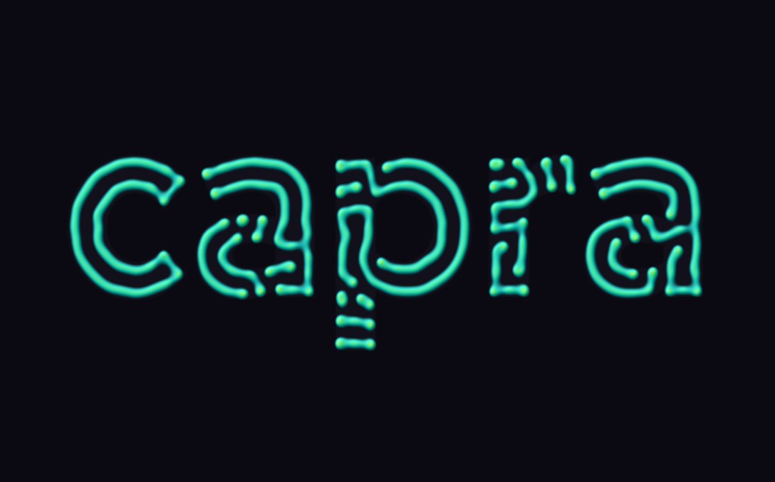 The word capra grown as a lagoon and lime maze pattern